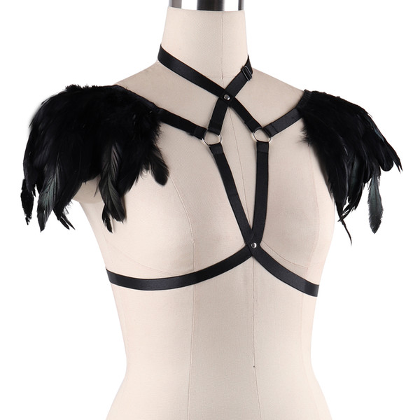 Goth Sexy Womens Harness Body Harness Caged Bra Strappy Tops Hollow Out Chest Belt Gothic Cupless Bralette Crop Dance Rave Wear