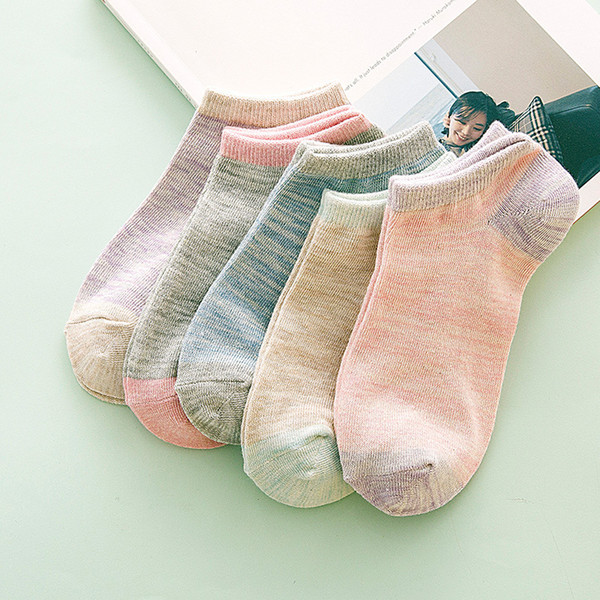 Women Spring Summer Socks Ladies New Stripe Boat Socks Casual Fashion Cotton Sock 5 Pairs/Lot