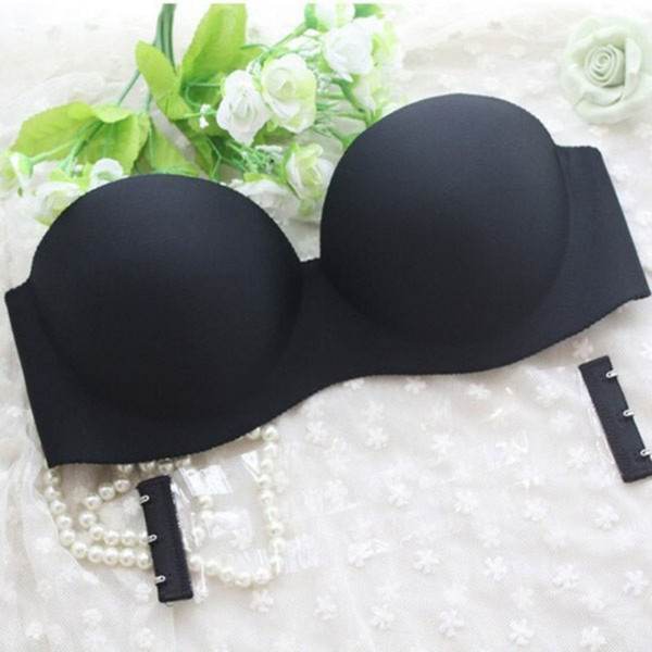 Sexy Self Adhesive Magic Push Up Bra Strapless Invisible Bras Side Closure Bras Cup B 2 Colors Black Flesh