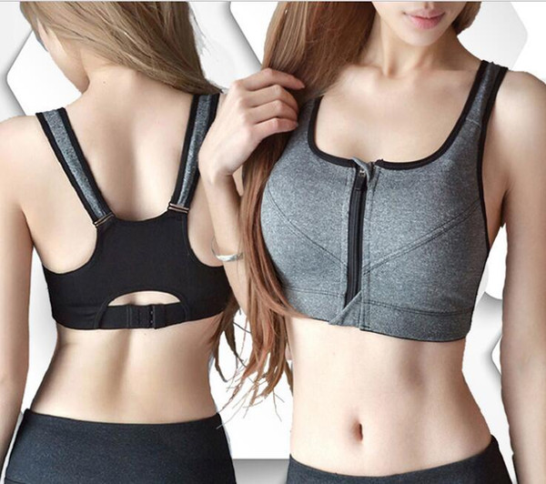 Anti-shock High-strength sports bra no steel ring zipper underwear running fitness vest yoga