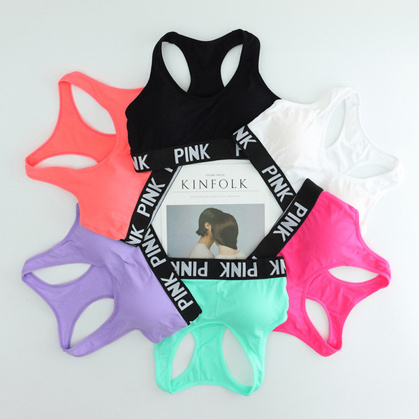 Love Pink Letter Sexy Women Sports Bra Running Yoga Vest Shirts Shakeproof Gym Fitness Bra Push Up Elastic Crop Tops Underwear