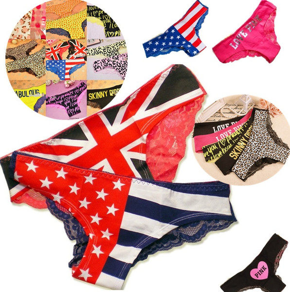 Newest Fashion flag detonation model The American flag lace panties sexy women's underwear girls panties 2764