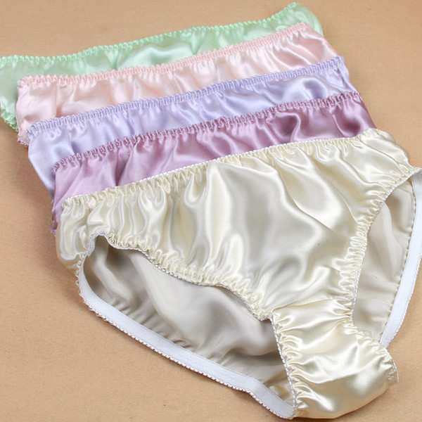 New promotion price Women Silk Satin Panties Female Respiratory Underwear Ladies Knickers Briefs Complete real silk underwear