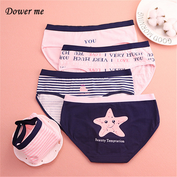 Girl's Cartoon Cotton Briefs 12pcs/lot Women Comfortable Mid Waist Panties Female Breathe Freely Underwears W013