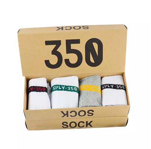 4 Pairs/Box SPLY 350 V2 socks Fashion Sport mens socks cotton women luxury designer socks Free Size