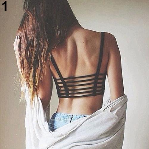 Wholesale-High Quality Women's Sexy Bralette Caged Back Cut Out Strappy Padded Bra Bralet Vest Crop Top