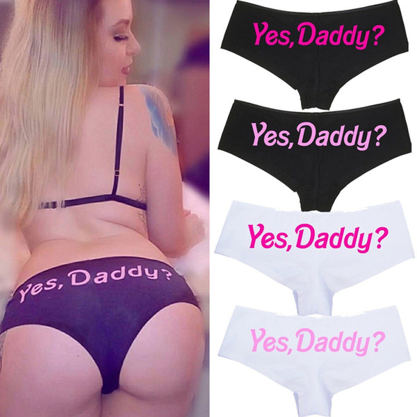 Women Sexy Lingerie G-string Briefs Underwear Panties T string Thongs Knickers Yes Daddy Letters Printing Sexy Women Panties