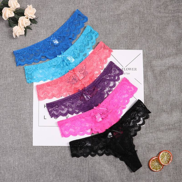 8color Gift full beautiful lace Women's Sexy lingerie Thongs G-string Underwear Panties Briefs Ladies T-back 1pcs Dropshipping