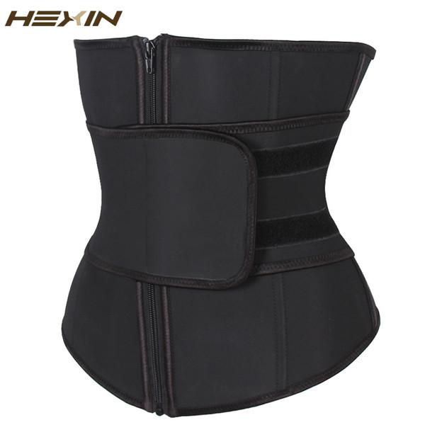 Wholesale- HEXIN Abdominal Belt High Compression Zipper Plus Size Latex Waist Cincher Corset Underbust Body Fajas Sweat Waist Trainer