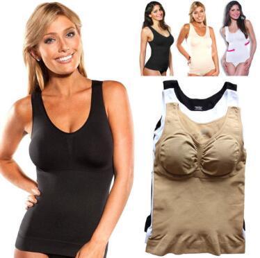 3 Colors Women Tank Top Cami Body Shaper Removable Pads Genie Bra Shapewear Genie Bra Camisoles Slimming Tank Tops CCA10950 30pcs