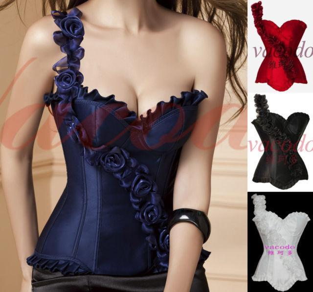 New sexy Floral Strap Underwire Corset,1208,Color: RED,blue,black,white Size S M L XL 2XL Mix sell