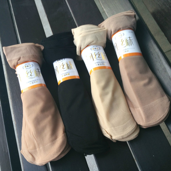 summer women sexy ultrathin elastic silk socks female velvet short silk socks ladies black nylon thin socks