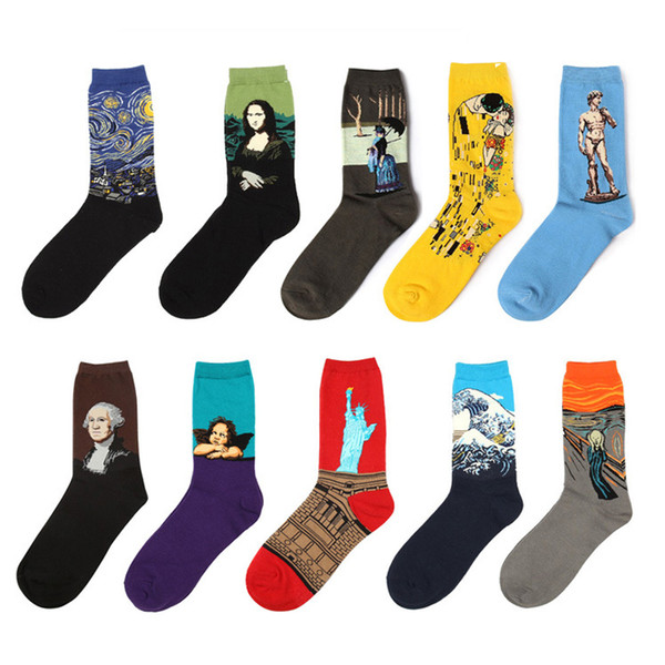 Men&Women 3D Retro Van Gogh Oil Painting Art socks Funny Cotton Patterned Starry Night in Tube Socks For Women