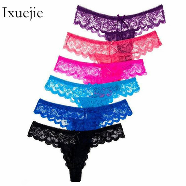 6pcs/lot Women Lace G String T Back Panties Ladies Underwear Thongs M L XL Sexy Panties Tanga