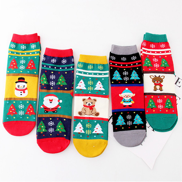 New Christmas Style Printed Cartoon Socks Women Girl Casual Socks Autumn Winter Cute Unisex Cotton Soft Breathable Warm