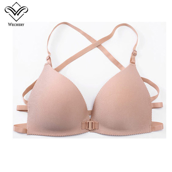 Wechery New Deep Plunge U Push Up Bra Sexy Seamless Adjustable Convertible Straps Sutian Bra Backless brassiere Front Closure BH