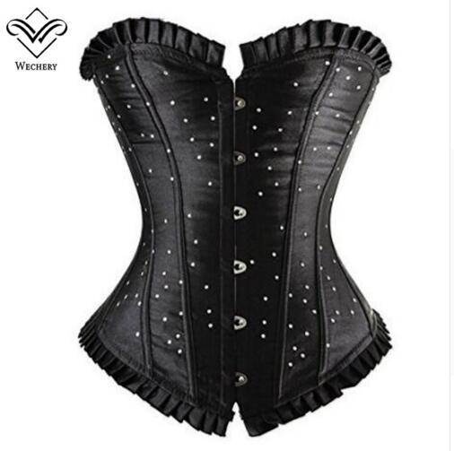 Wechery Women diamonds Corsets Sexy Gothic Clothing Steampunk Corselet Lace up Corsage basque Shoulderless Corzzet Tops S-6XL