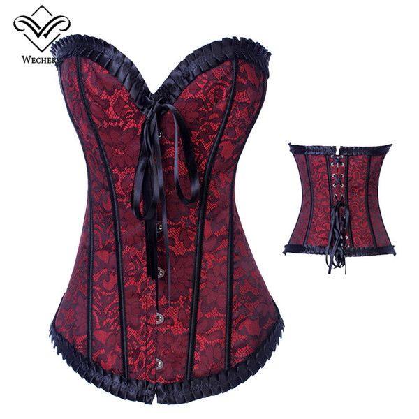 Wechery Steampunk Corset Sexy Gothic Clothing Corsets Lace up korset Corsage Corselet Waist Trainer Corzzet Bow Push Up Bustier