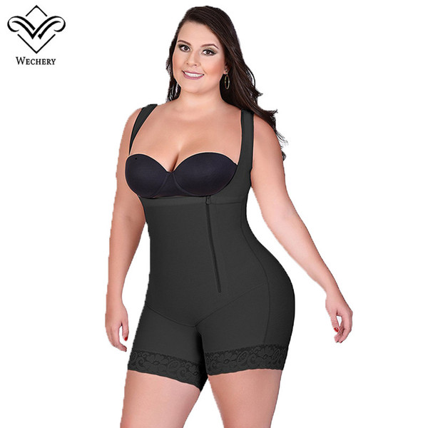 Wechery Women Body Shaper Seempless Bodysuits With Zipper Slimming Trainner Waist Corsets Butt Lifter Bodysuit Plus Size S-6XL