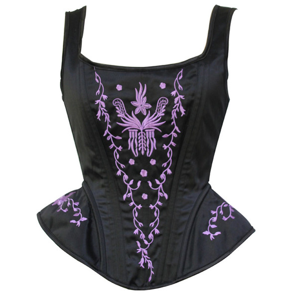 Wechery Steampunk Corset Sexy Gothic Wedding Corsets Lace up Embroidered Retro Sexy korset Corsage Waister Hardware Zip Corcepet