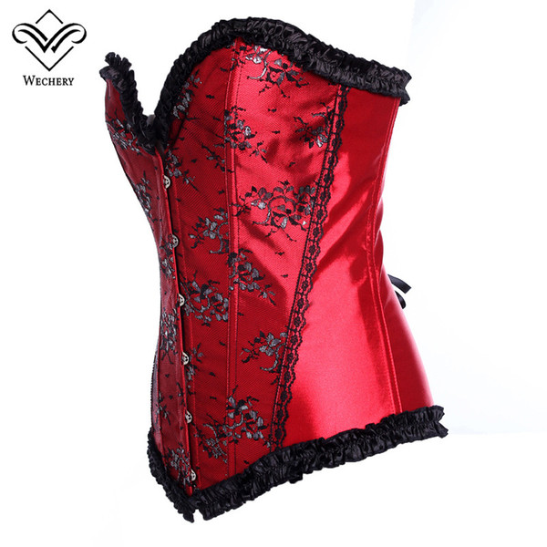 Wechery Steampunk Corset Sexy lingerie Gothic Clothing Lace up Embroidery Corsets Corsage Bustiers Women Corselet Wait Trainer