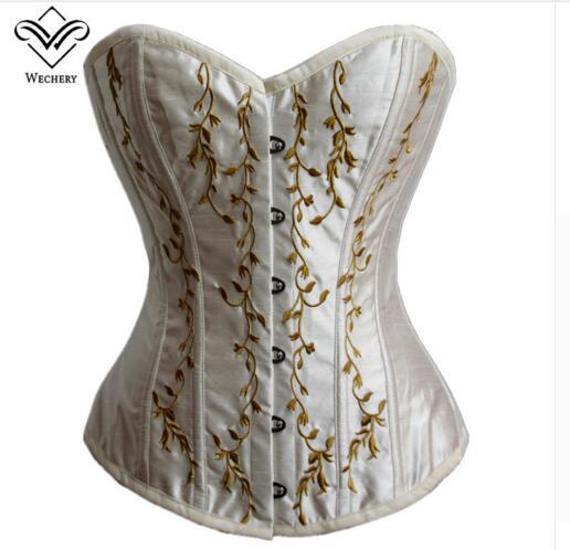 Wechery Corset Steampunk Corsets Bustiers Gothic Sexy Waist Trainer Embroidered Hardware Straps Corselet shapers for party club