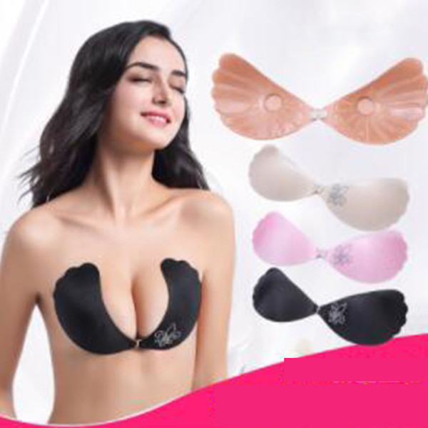 Invisible Strapless Bra Sexy Seamless Push Up Brassiere Front Closure Silicon Bras Women Solid Color Wing Design Breathable Underwear