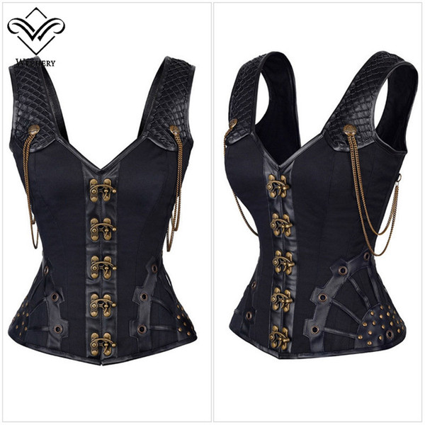 Steampunk Corset Gothic Leather Corset Corsages Sexy Corsage Corzzet Corselet Corsets Steel Straitjacket Bodice Waste Trainer