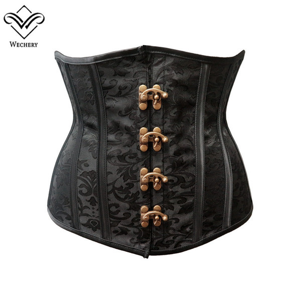 Wechery Steampunk Vintage Corset Gothic Underbust Corsets & Bustiers Lace up Stud Leather Retro Sexy korset Corsage Steel bone