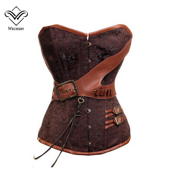 Corsets and Bustiers Steampunk Corset Sexy Corsages Gothic Leather Corset Corselet Corzzet Retro Straitjacket Plus Size S-6XL