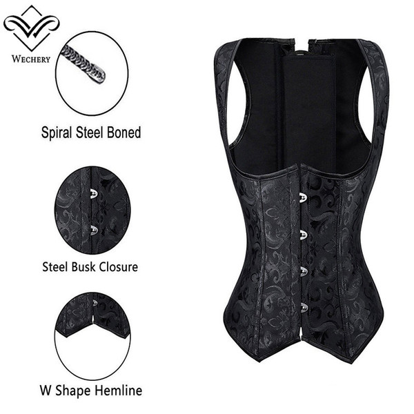 Women Brocade Waist Cincher Underbust Corset Vest Gothic Slimming Corsets Steel Boned Steampunk Clothing Plus Size S-6XL