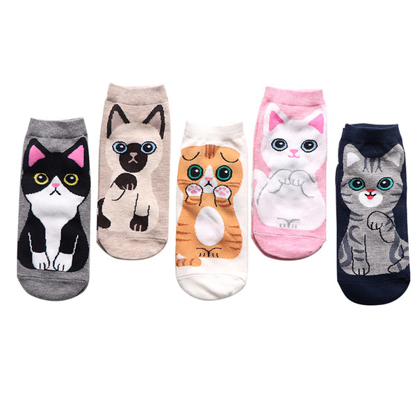 Cute Animal Japan Skarpetki Funny Socks Kawaii Cat Dog Sokken Art White Socks Women Novelty Harajuku Chaussette Femme