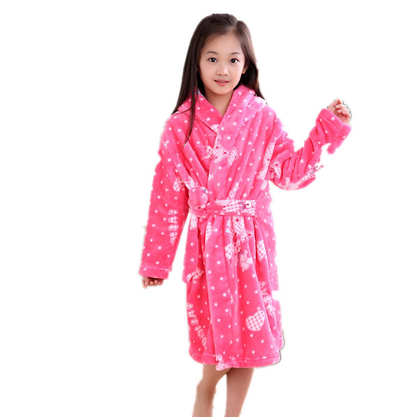 Wholesale- 2017 New Fall Winter Flannel Children's Long-sleeved Plus Size Robes Coral Thick Pajamas Boys and Girls Children Bathrobes B167