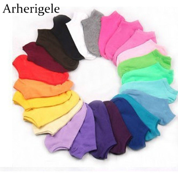 Arherigele 20pcs 10pair Colorful Invisible Socks Women Boat Socks Summer Cotton Elastic Ankle Sock for Female Cute Short