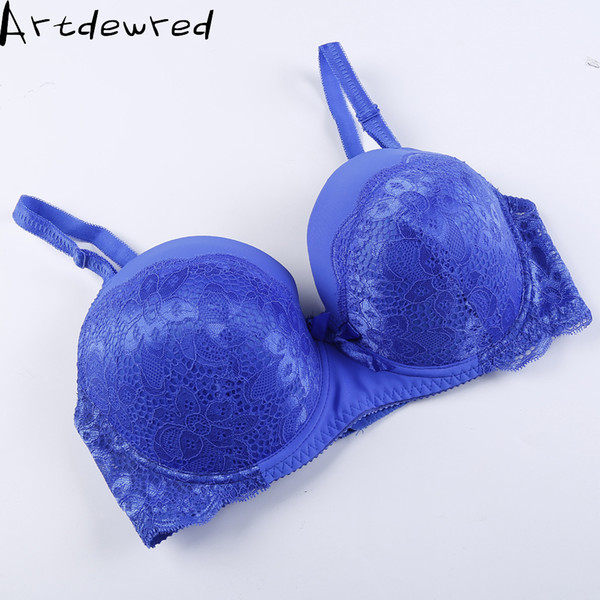 Artdewred Women Sexy Bras,Plus Size Full Cup Push Up Lace Flowers Bra Brassiere,Side Adjustment Underwear 75 80 85 90 95 100