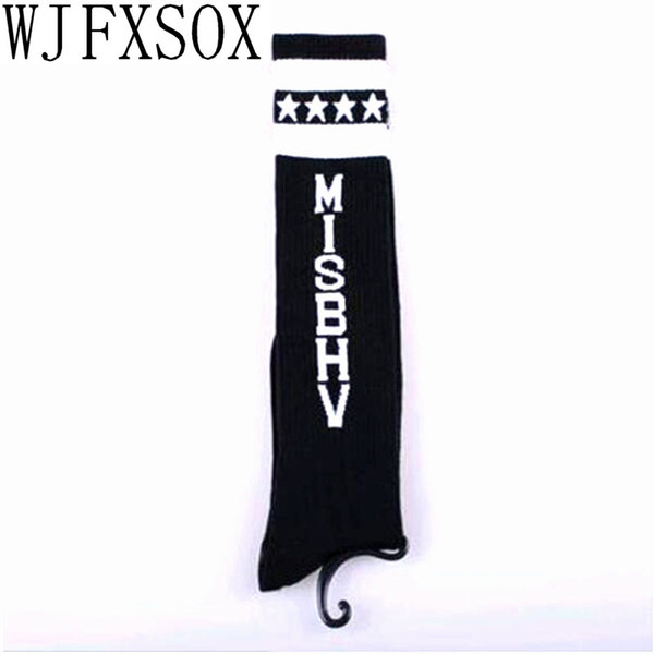 WJFXSOX 1 pairs MISBHV Pentagon Heart PYREX Long Striped Socks Retro Lovers Street Tide Knee high baseball team Socks men Meias