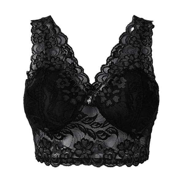 Sexy Women's Lace Breathable Bras Ultrathin Seamless Wireless Underwear Full Cup Sleeping Comfy Vest Bra Perspective Lingerie