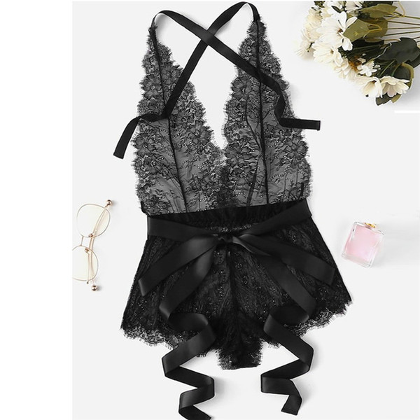 Women Sexy Lingerie Lady Sleepwear Lace Underwear Women translucent Backless Soft Seamless Comfortable nightwear S-3XL #15Y