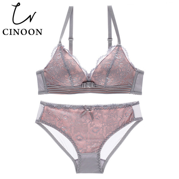 CINOON NEW Sexy Intimates Bra Set female wire free Underwear Lace Lingerie Push Up bralette Comfortable Bra and panty Sets