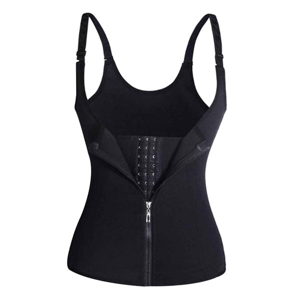 Adjustable Shoulder Strap Waist Trainer Vest Corset Women Zipper Hook Body Shaper Waist Cincher Tummy Control Slimming Shapewear