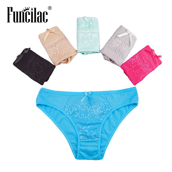 FUNCILAC Seamless Lace Underwear Panties Woman Underwear Cotton Briefs Culotte Femme Sexy Womens Lingerie 5pcs/lot