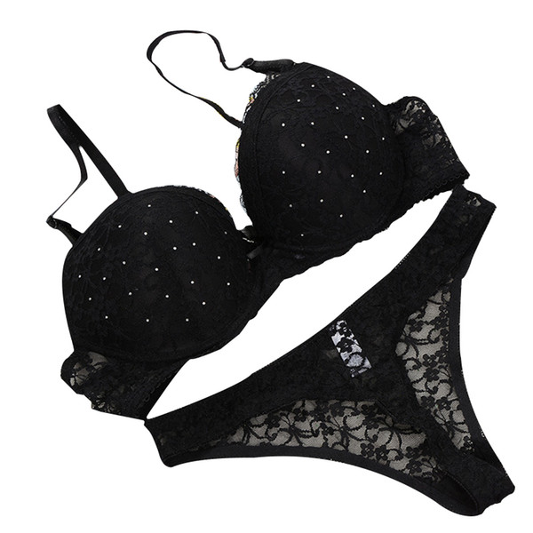 EFINNY Thong Bra Embroidered Women's Underwear Panty B Lace Set Push C Cup Sets Women And Up Bra