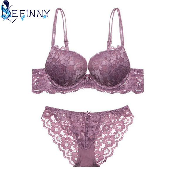 2018 Plus Size Transparent Women UnderwearSet New Lace Sexy Bra Set Push Up Seamless Embroidery Bralette Erotic Lingerie