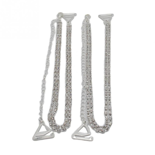 Wholesale-Adjustable 1Pair Double Rows Crystal Diamante Rhinestone Bra Shoulder Straps Belt accessories