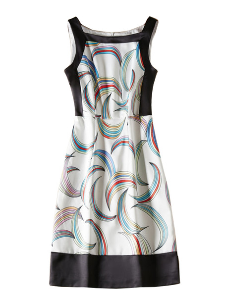 Geometric Print Women Sheath Dress Sleeveless Casual Dresses 07K1910