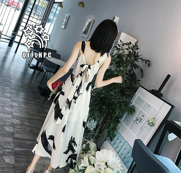 Women's clothes Dress Summer Sexy beach chiffon dress Thin Polyester material Casual Dresses chambray Longuette Scoop Neck A21748