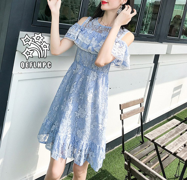 Women's clothes Dress Summer Sexy beach chiffon dress Thin Polyester material Casual Dresses chambray Longuette Crew Neck A21749