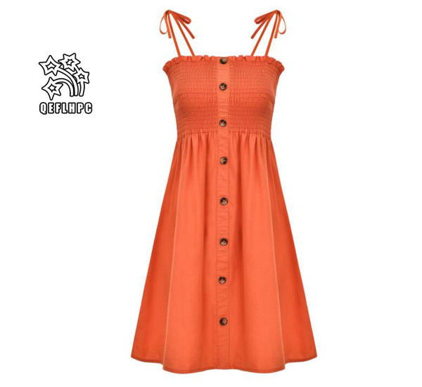 2019 Summer Women's Clothing Sexy Women fashionable casual dresses Elastic waist Medium and long style Cotton material Fine sling MP-350