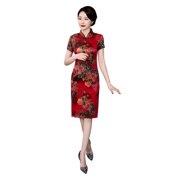 Shanghai Story Chinese Traditional Clothing Vintage Qipao Dress Ladies Knee Length Cheongsam with Lining