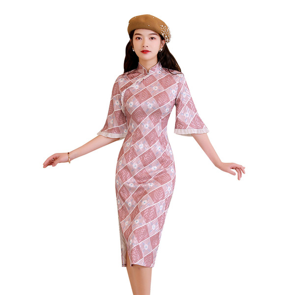 Shanghai Story Half Sleeve Chinese Cheongsasm Dress Fashion Qipao Dress for Spring